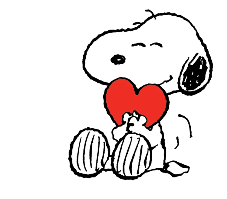 Snoopy hugging a heart